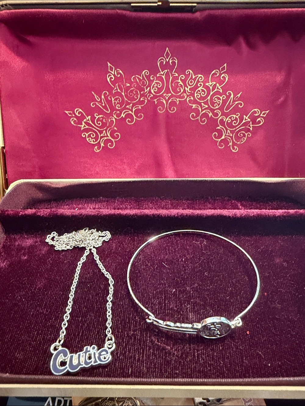 Cutie Silver Necklace and Bangle Set - Women's Jewelry